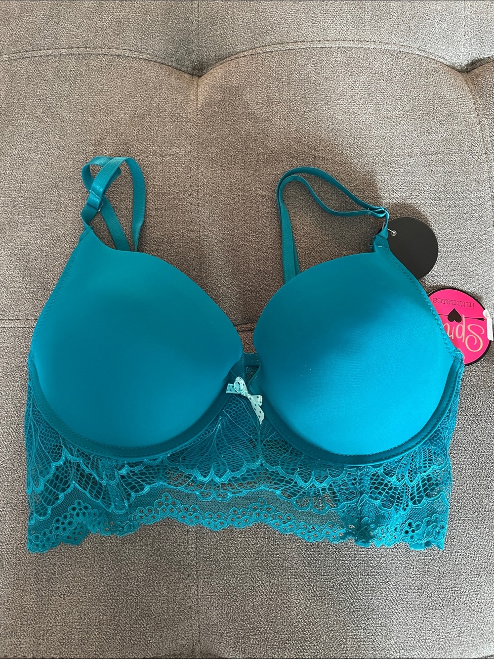 Spree Intimates Teal Lace Longline Level 2 Push-Up Bra
